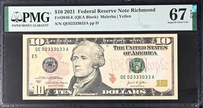 【礼羽收藏】🌏世界钱币拍卖129期 - 2021年 10美 PMG67E 冠军分