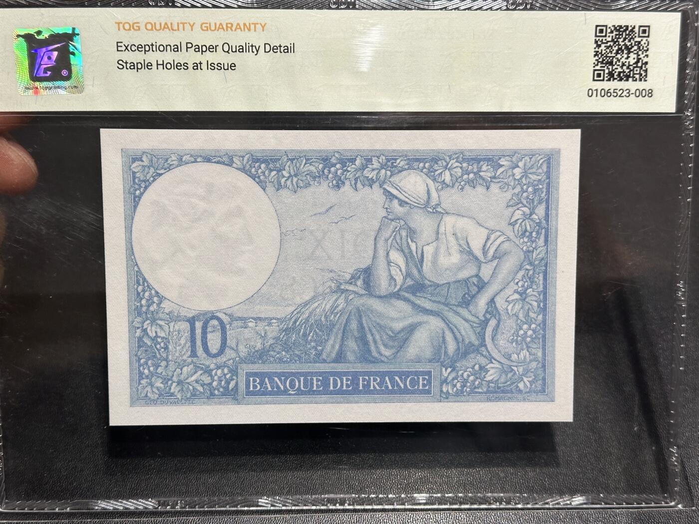 《外钞收藏家》第六百一十九期（精品场）（长期征集拍品、欢迎藏友们联系合作） 1931年法国10法郎 TQG66