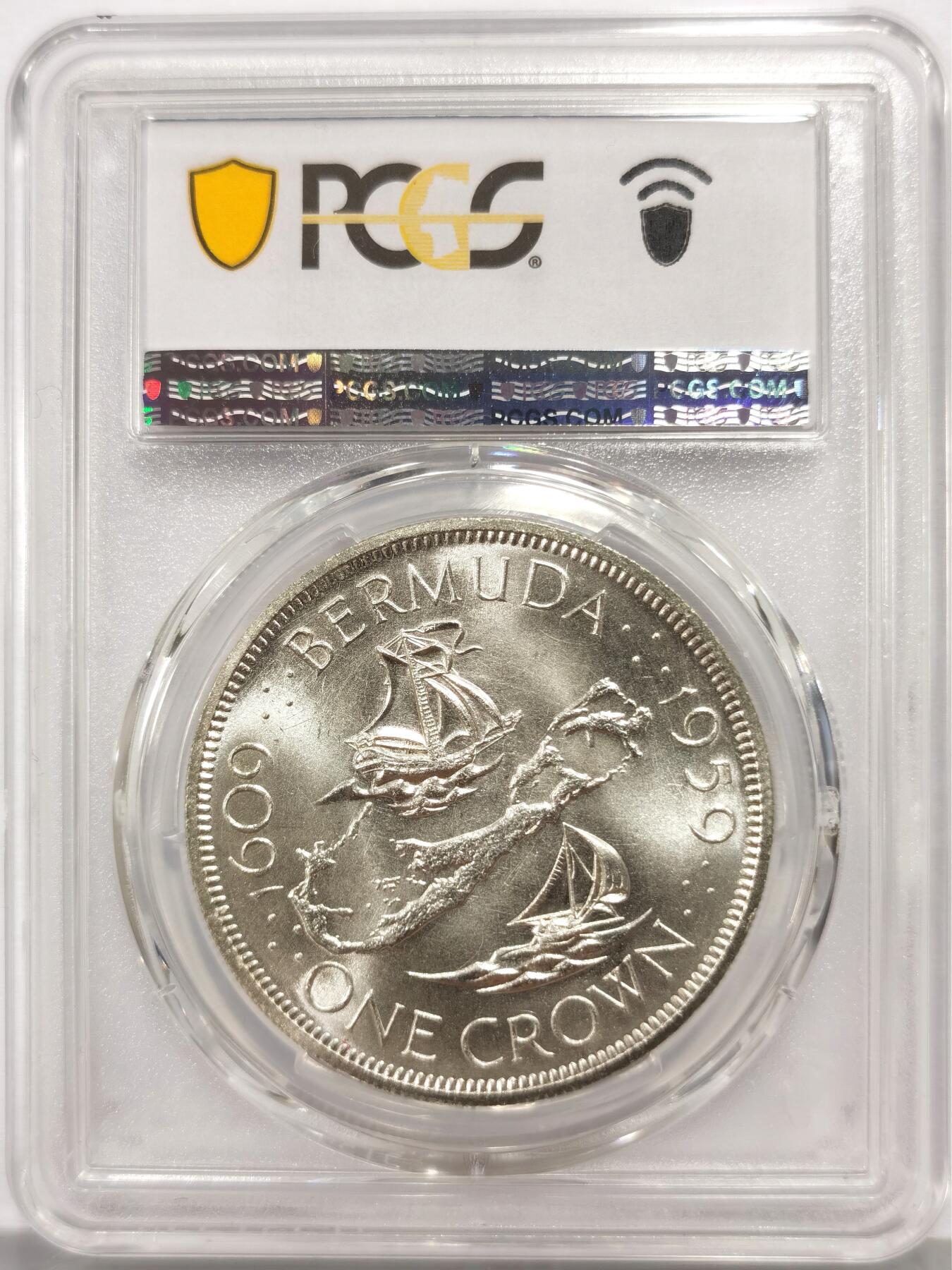 博洋堂世界钱币拍卖第165期（全场包邮） PCGS MS67 英属百慕大1959年伊丽莎白二世发现百慕大350周年1克朗纪念银币-3