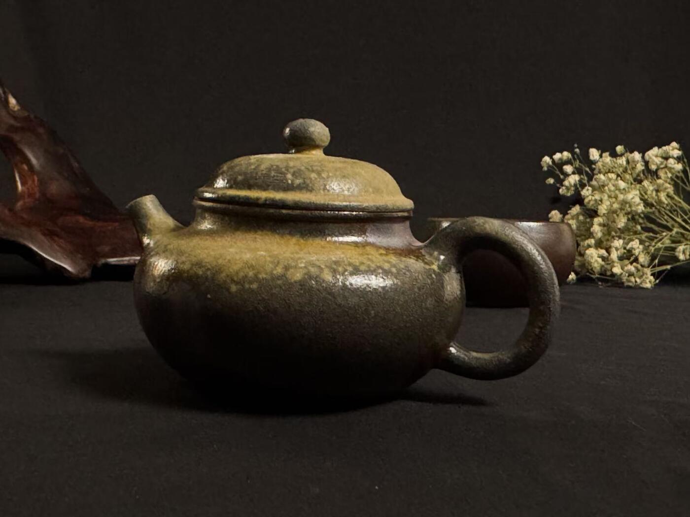 零元拍：原矿紫砂壶柴烧德钟+柴烧主人杯（80CC左右）