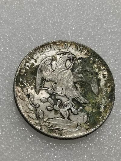 天下钱庄专场欢迎参拍 - 1863墨西哥鹰洋，有戳