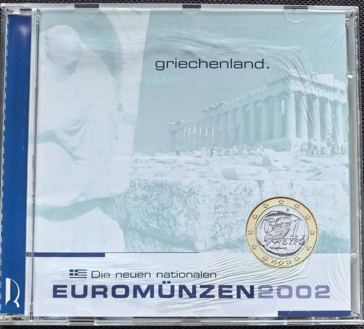 外国优质老铜币银币苏联纪念章，每周六晚九点倒数截拍，满百包邮可寄存，持续收拍 欧元硬币-2002年希腊（首发版+CD盒）