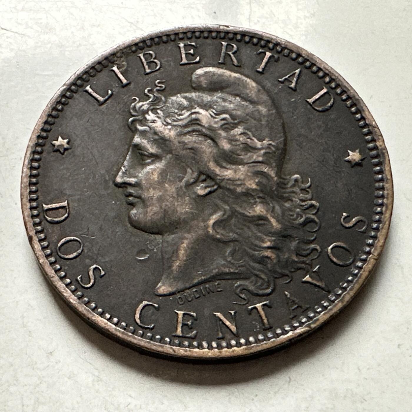 🌹外币初藏🌹🐯2026年第30场   每周二四六晚8️⃣点 接代拍 阿根廷 1891年 自由女神 2分铜币 b