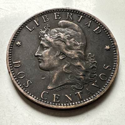 🌹外币初藏🌹🐯2026年第30场   每周二四六晚8️⃣点 接代拍 - 阿根廷 1891年 自由女神 2分铜币 b