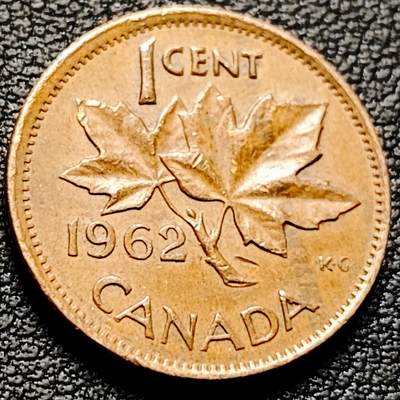 泉币菌-第213场-拍品多 请提前出价（工作最近较忙 发货不及时，望理解） - 加拿大1962年1分 枫叶 伊丽莎白二世女王 低冠版 青铜币 19.1mm