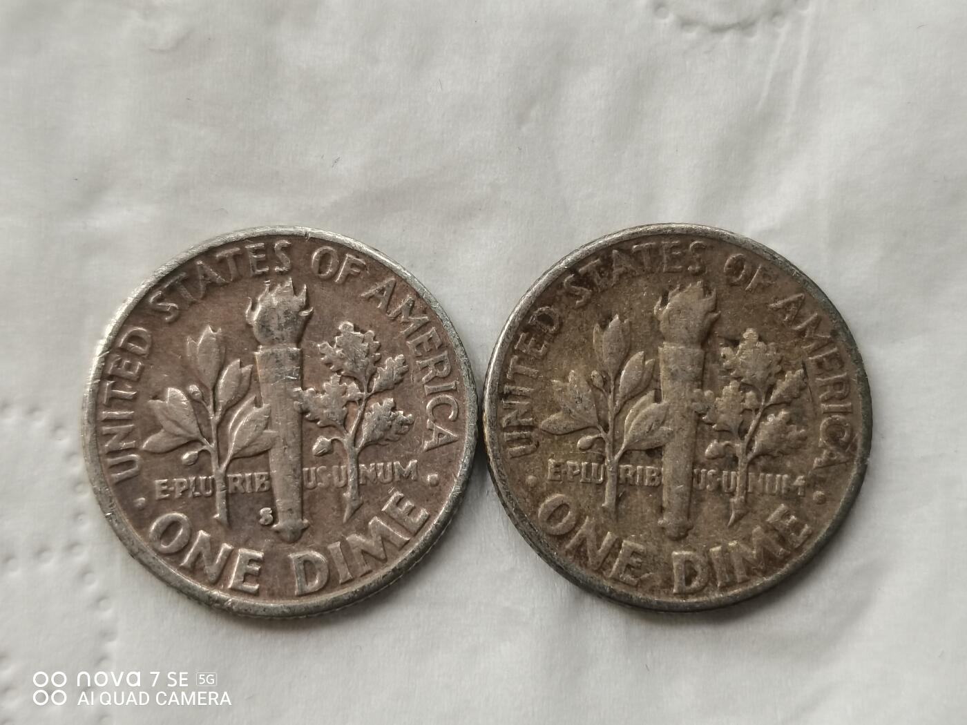 银币 1953年美国10分银币（2枚）