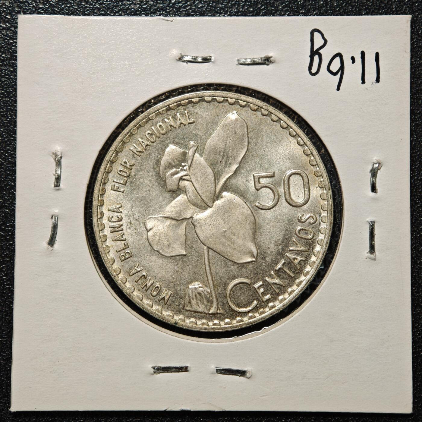 【德藏】世界币章拍卖第168期（拍品征集中~欢迎藏友联系） 老藏家集藏系列之- 1962年 危地马拉50分银币 720银 直径约：31mm；重约：12g 入册20余年·附有当年购入价