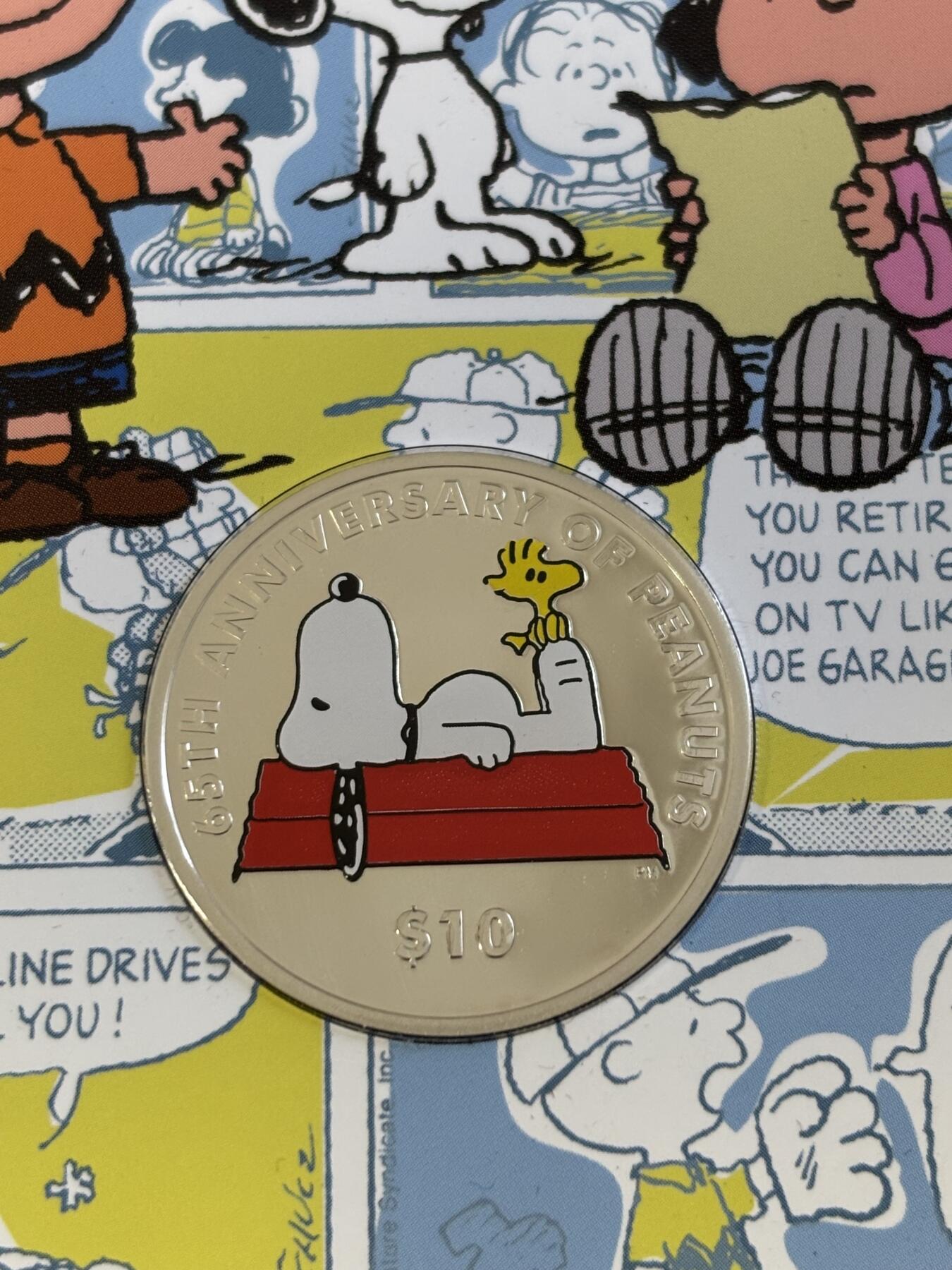 第194期拍卖 英属维尔京群岛2015年史努比65周年彩色纪念银币，925银，28.28克，发行10000枚