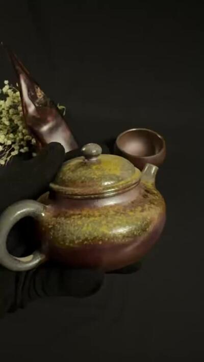 零元拍：原矿紫砂壶柴烧德钟+柴烧主人杯（80CC左右）