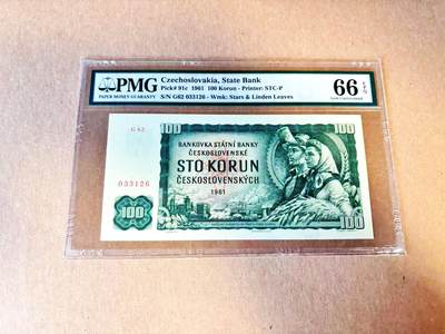 【Blue Auction】世界纸币精拍第796期——18级TOP拍卖/信誉/品质/专业/高效💫 - 【无47】捷斯 1961年100克朗 PMG66EPQ 