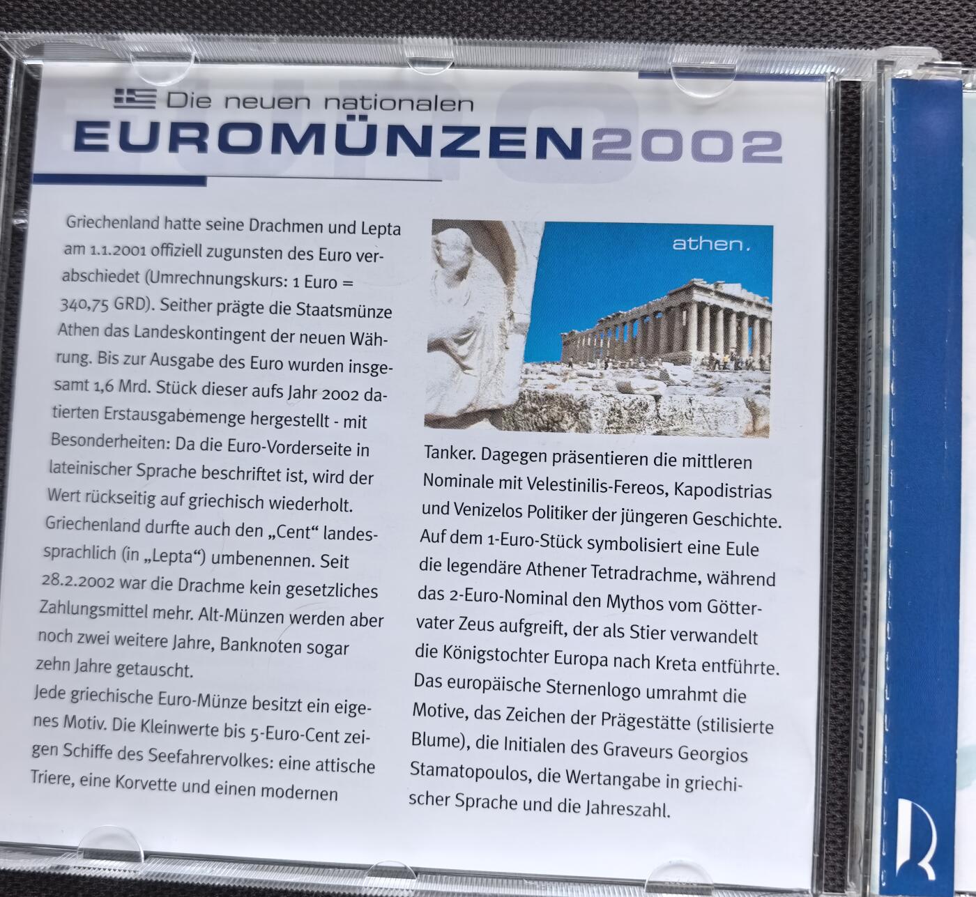 外国优质老铜币银币苏联纪念章，每周六晚九点倒数截拍，满百包邮可寄存，持续收拍 欧元硬币-2002年希腊（首发版+CD盒）