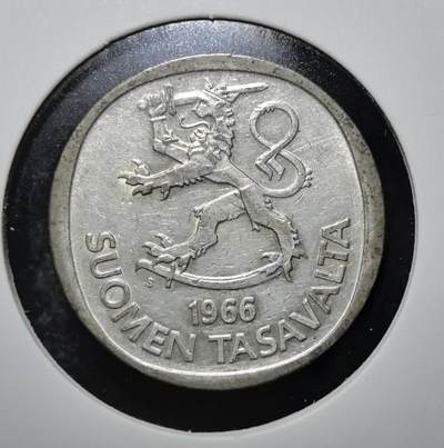 外国优质老铜币银币苏联纪念章，每周六晚九点倒数截拍，满百包邮可寄存，持续收拍 - 芬兰1966年1马克银币，正面为芬兰国徽 “持剑雄狮”，背面是云杉枝叶与面值，见证芬兰独立后货币体系。