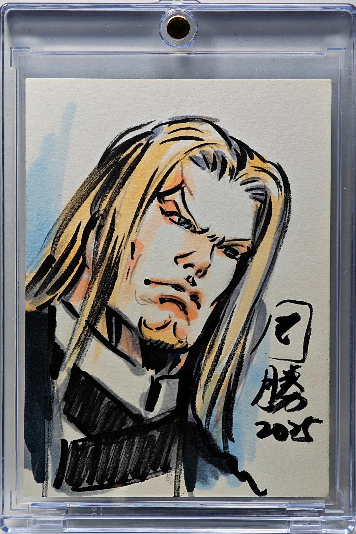 白泽拍卖卡牌手绘专场第34期（花朝去了又春分 草如茵 柳烟新） 2025 百里卡牌 手绘卡 晁盖  周胜亲签 卡砖封装