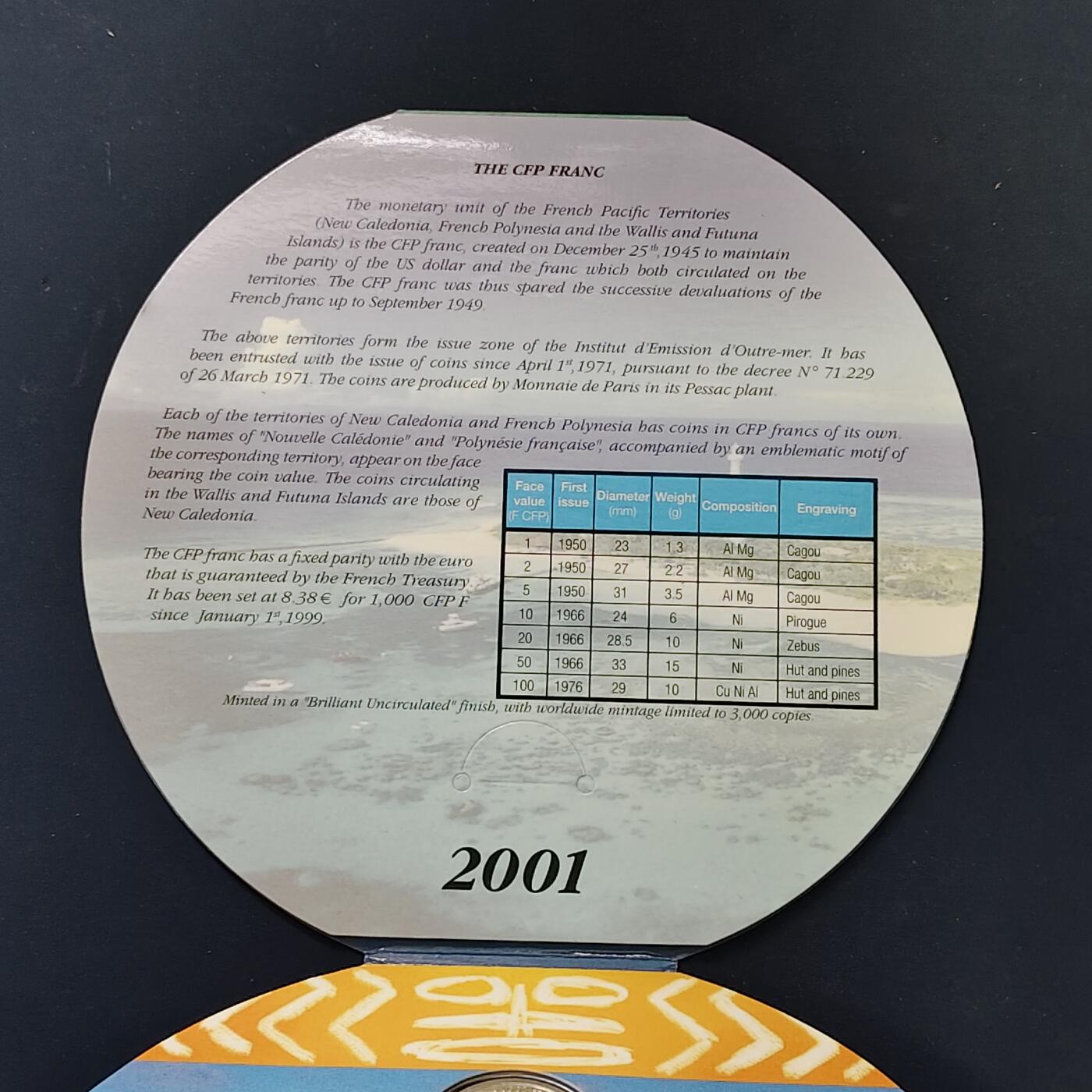 【全场包邮】纯粹捡漏拍513场 【稀少】法属新喀里多尼亚2001年官方封装套币-量3000