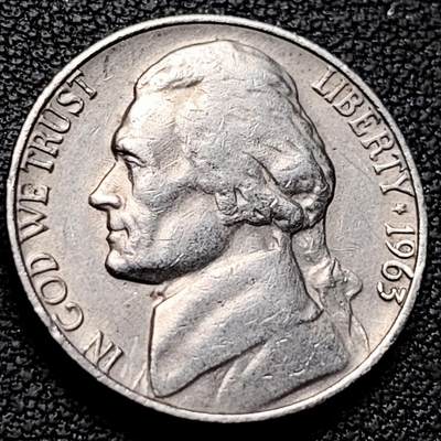 泉币菌-第213场-拍品多 请提前出价（工作最近较忙 发货不及时，望理解） - 1963年 美国杰斐逊纪念币 