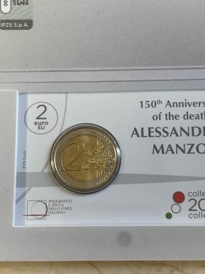 第194期拍卖 - 卡装意大利2023年人物曼佐尼2欧双色纪念币
