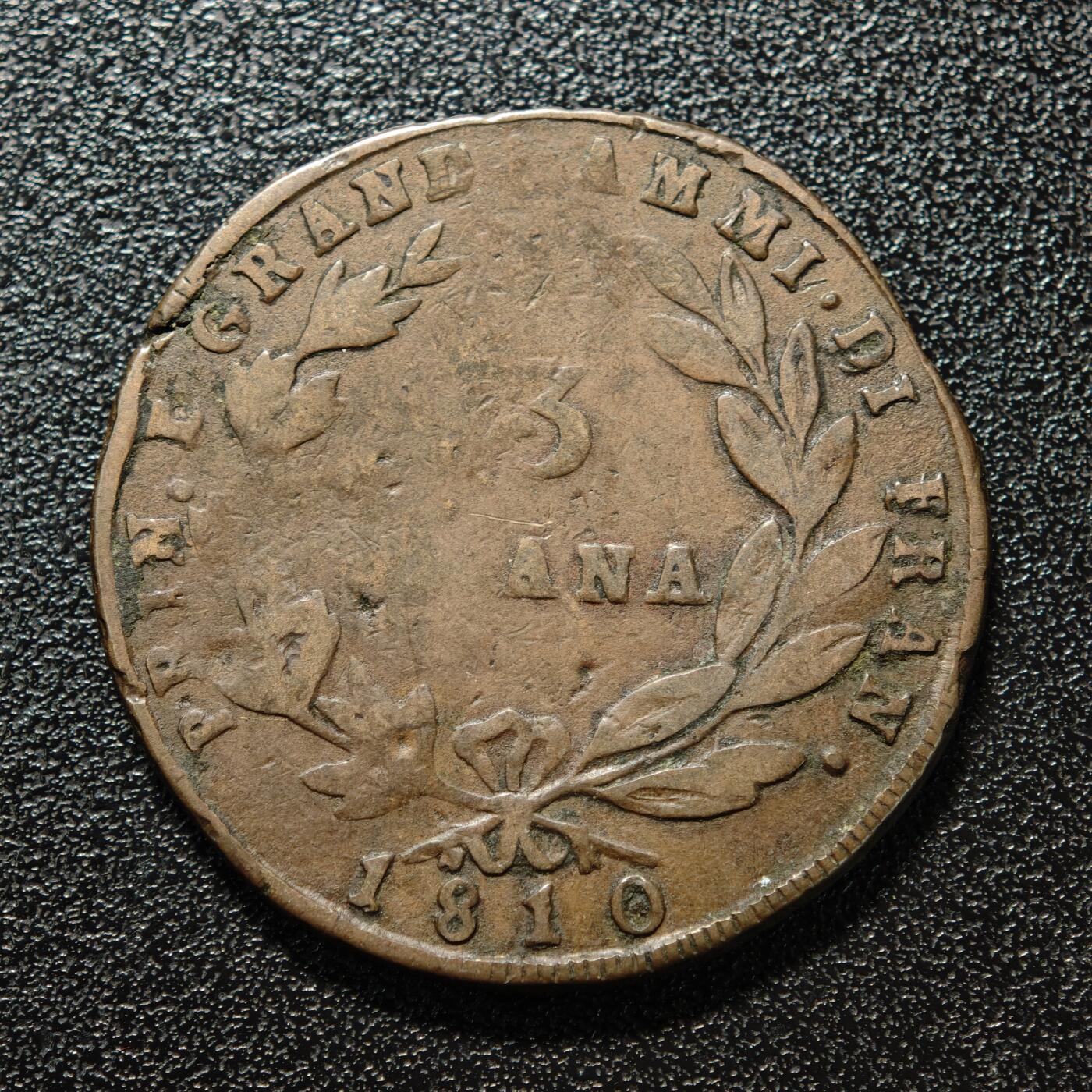 【德藏】世界币章拍卖第168期（拍品征集中~欢迎藏友联系） 1810年 那不勒斯王国3格拉纳铜币 直径约：33.2mm；重约：16.5g