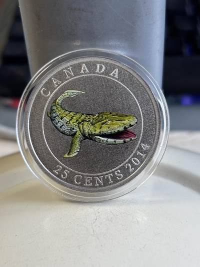 第194期拍卖 - 加拿大2014史前动物4提塔利克鱼夜光合金纪念币，发行30000套