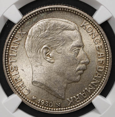 修遠堂世界钱币第108期 - NGC MS65 1930年丹麦国王60大寿纪念2克朗银币