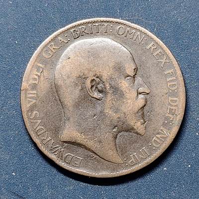 【全场包邮】纯粹捡漏拍512场 - 英国1902年爱德华七世1便士铜币