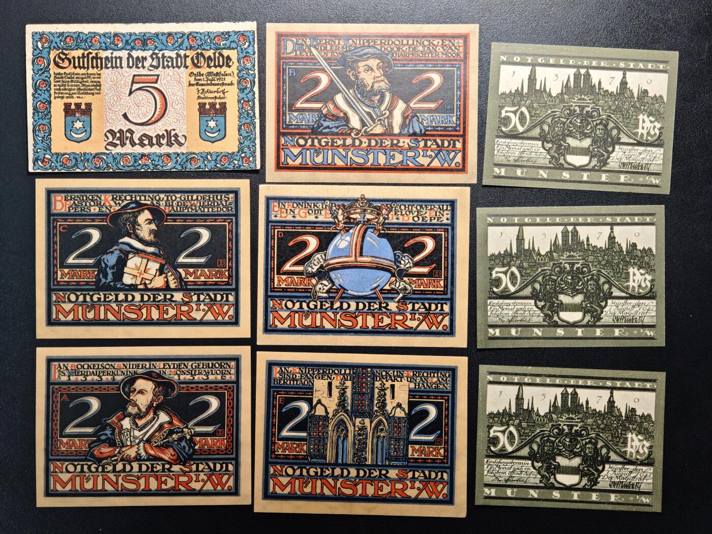 【德藏】世界币章拍卖第168期（拍品征集中~欢迎藏友联系） 德国紧急时期明斯特地区等纸币27张 及 德国50马克纸币 大票幅