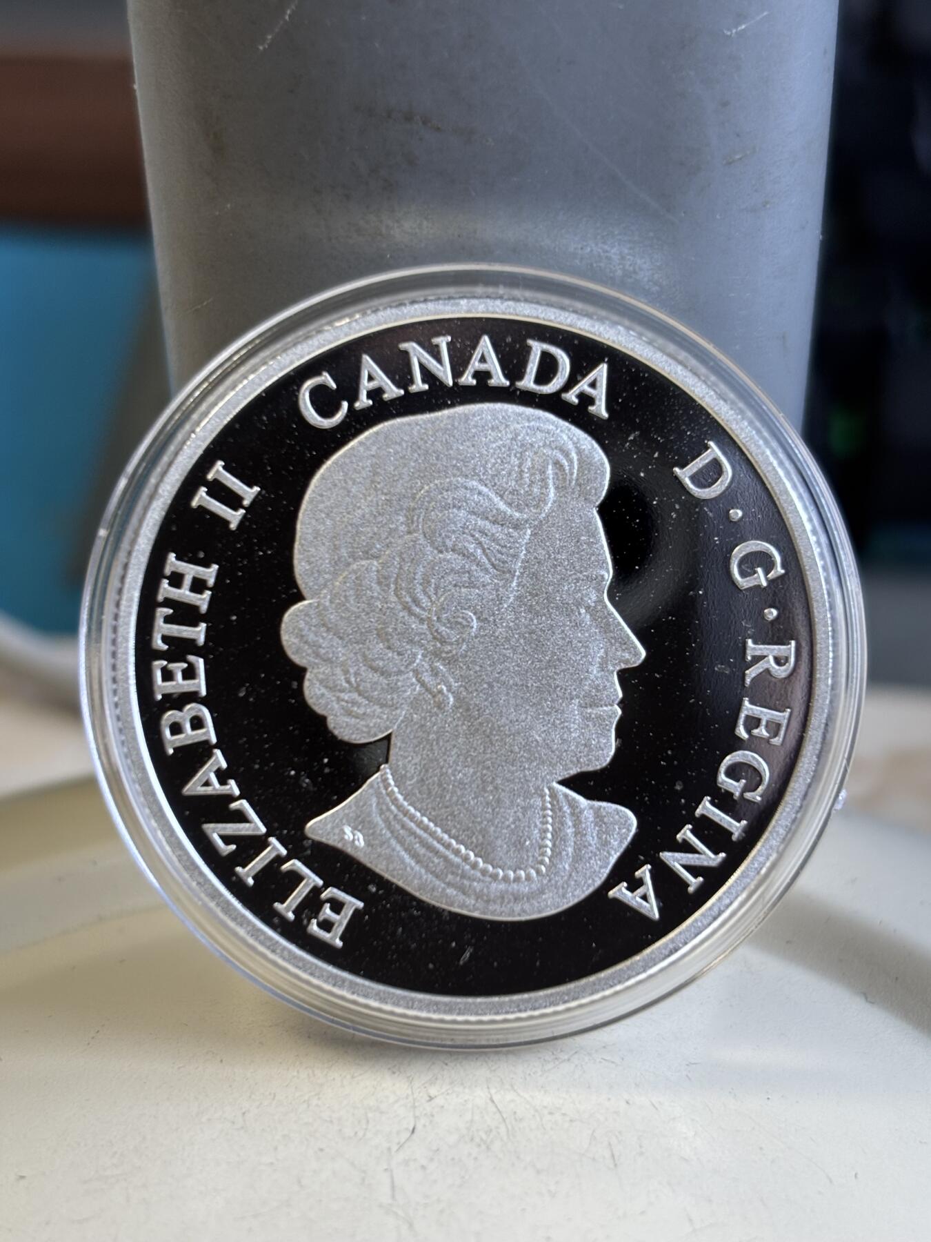 第194期拍卖 加拿大2014年五大湖系列伊利湖镶嵌珐琅彩纪念银币，9999银，31.39克，发行10000枚