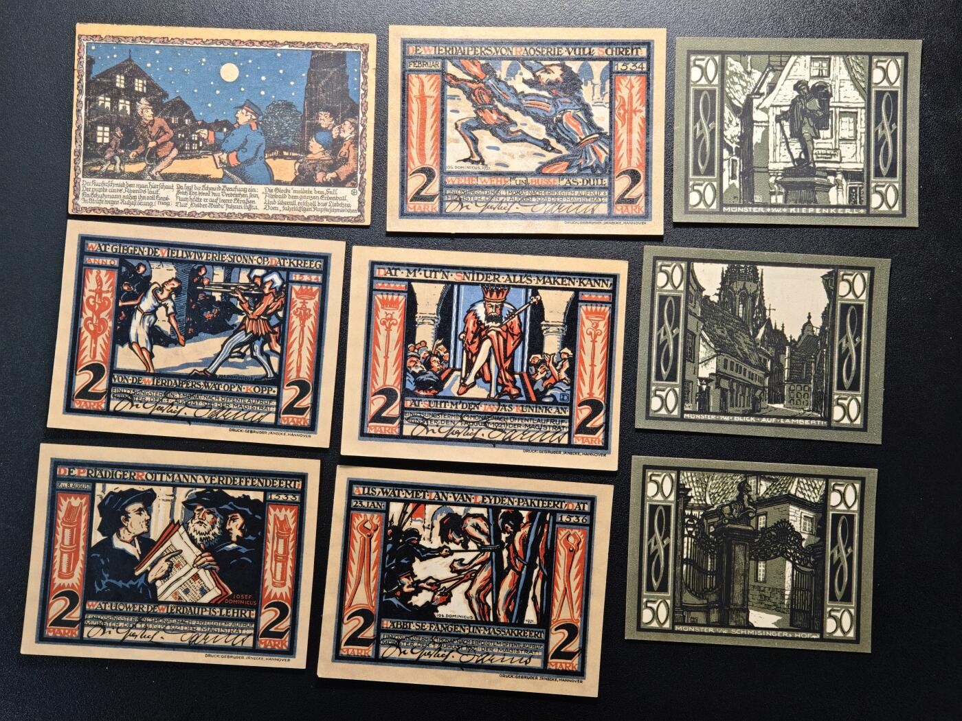 【德藏】世界币章拍卖第168期（拍品征集中~欢迎藏友联系） 德国紧急时期明斯特地区等纸币27张 及 德国50马克纸币 大票幅