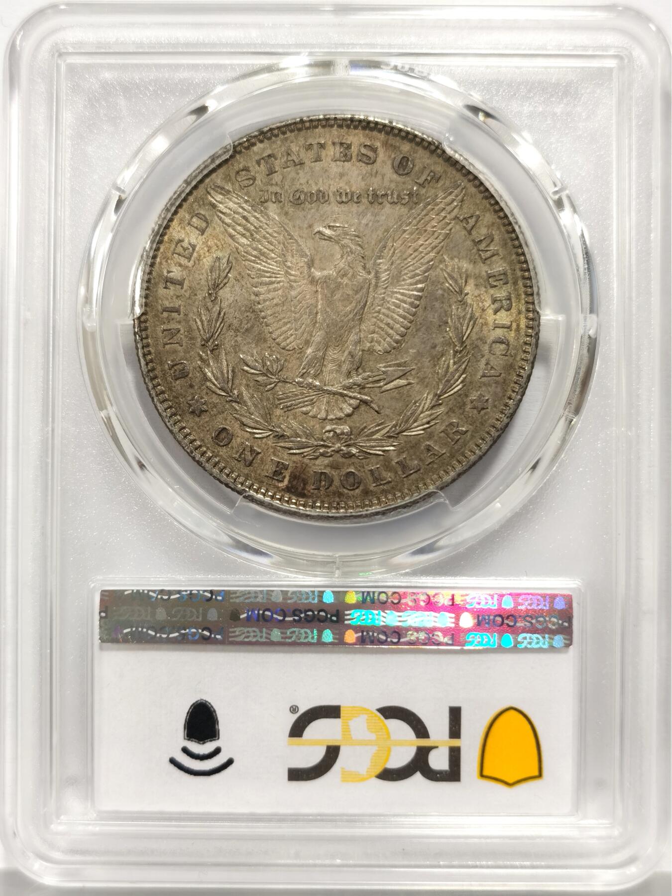 博洋堂世界钱币拍卖第165期（全场包邮） PCGS AU58 美国1878年首年摩根银币，7/8 尾部羽毛复打，稀有版别，双面包浆一流