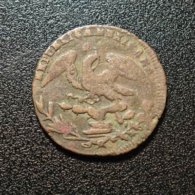 【德藏】世界币章拍卖第168期（拍品征集中~欢迎藏友联系） - 19世纪 墨西哥1/4里亚尔铜币 直径约：25.4mm；重约：6g