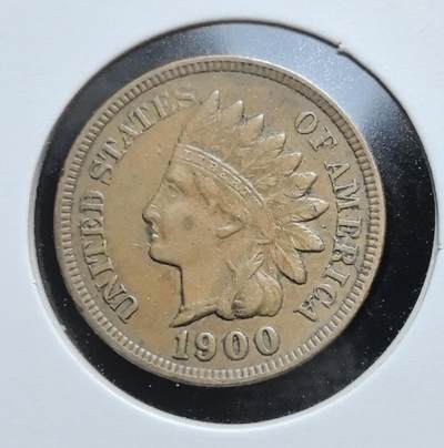 外国优质老铜币银币苏联纪念章，每周六晚九点倒数截拍，满百包邮可寄存，持续收拍 - 美国印第安人头像1900年1美分铜币，正面为印第安人头像，背面是花环与面值，是美国 20 世纪初经典铜质辅币，见证其近代工业与货币文化的发展。