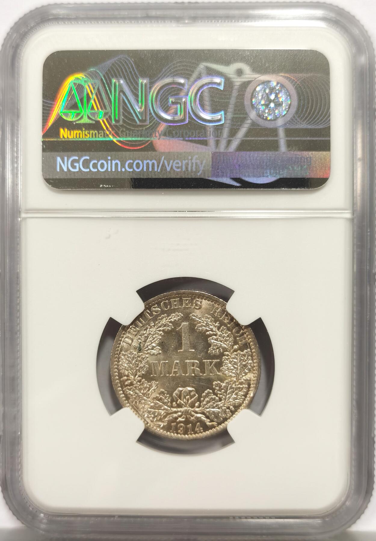 博洋堂世界钱币拍卖第165期（全场包邮） NGC MS64 德国1914年A版1马克银币