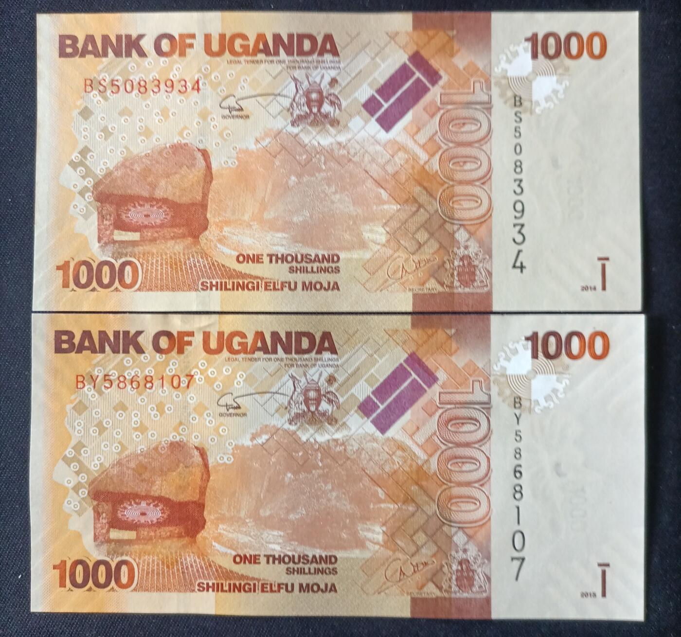 【游宝拍卖】丙午马年第14期 乌干达-1000先令【2014年+2015年 UNC-】