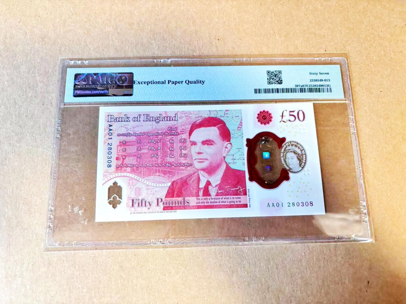 【Blue Auction】世界纸币精拍第796期——18级TOP拍卖/信誉/品质/专业/高效💫 【AA01首发冠 无47】英国 2020年50镑 PMG67EPQ 