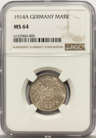 博洋堂世界钱币拍卖第165期（全场包邮） - NGC MS64 德国1914年A版1马克银币