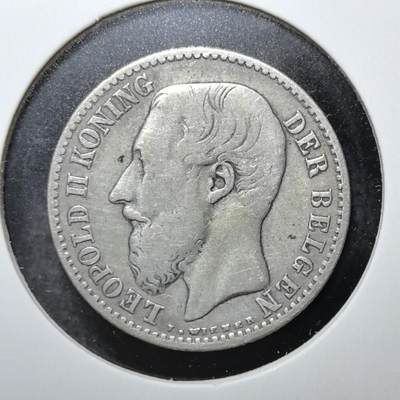 外国优质老铜币银币苏联纪念章，每周六晚九点倒数截拍，满百包邮可寄存，持续收拍 - 比利时1887年1法郎银币，由利奥波德二世时期铸造。正面为国王头像，背面是国徽与荷兰语格言 “团结造就力量”，属比利时双语版流通币。