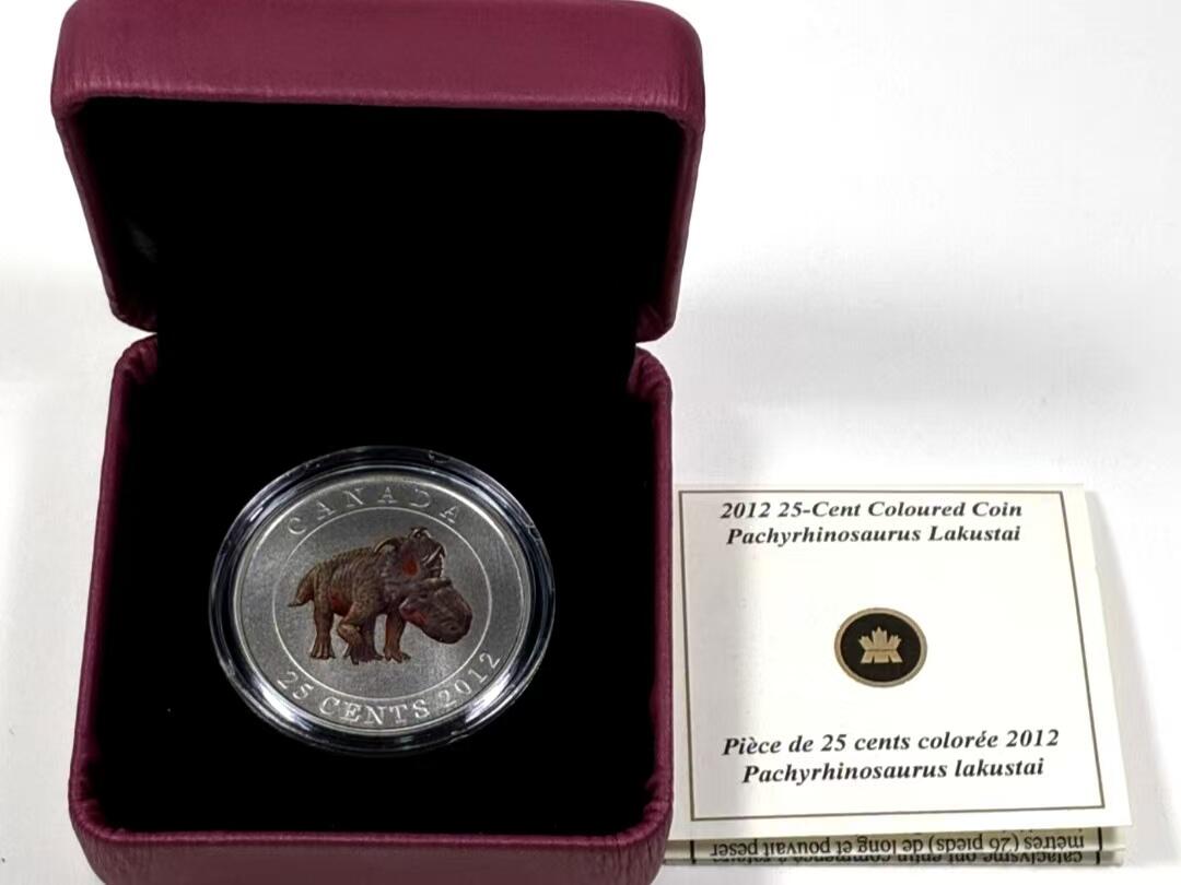 长老汇马年精选第十场拍卖 加拿大 25分 2012年 在黑暗中发光的恐龙 夜光币，盒证齐全，稀少，淘宝闲鱼480+
