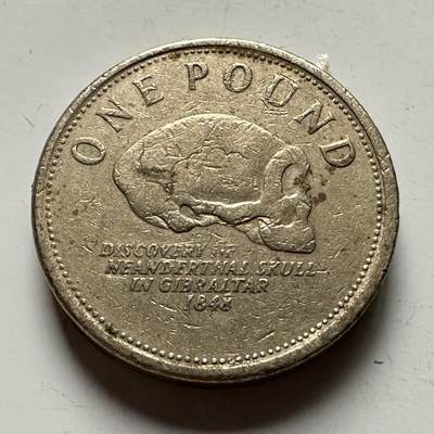 🌹外币初藏🌹🐯2026年第30场   每周二四六晚8️⃣点 接代拍 - 直布罗陀2010年  尼安德特人头骨 1镑纪念币