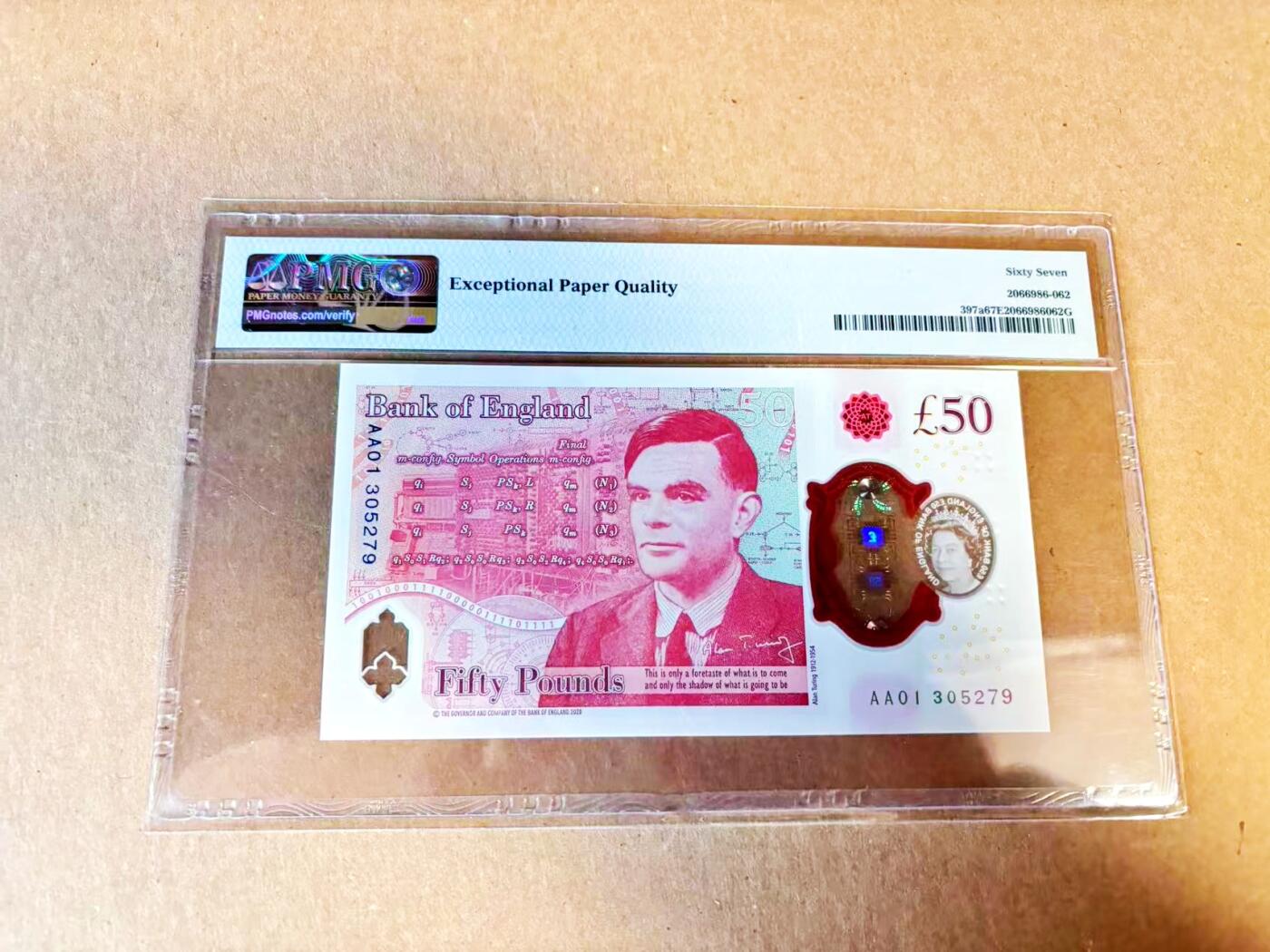 【Blue Auction】世界纸币精拍第796期——18级TOP拍卖/信誉/品质/专业/高效💫 【AA01首发冠】英国 2020年50镑 PMG67EPQ 