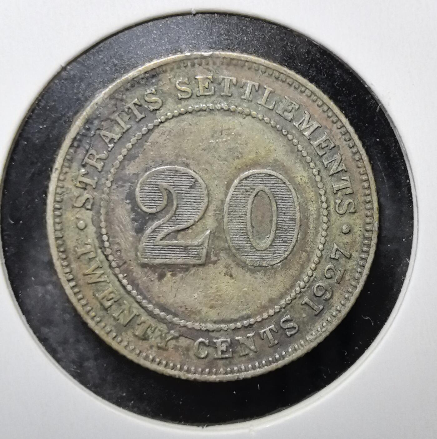 外国优质老铜币银币苏联纪念章，每周六晚九点倒数截拍，满百包邮可寄存，持续收拍 英属海峡殖民地1927年20分银币，正面为英王乔治五世头像及 “印度皇帝” 头衔，背面标注面值，见证英国对东南亚殖民贸易的历史。