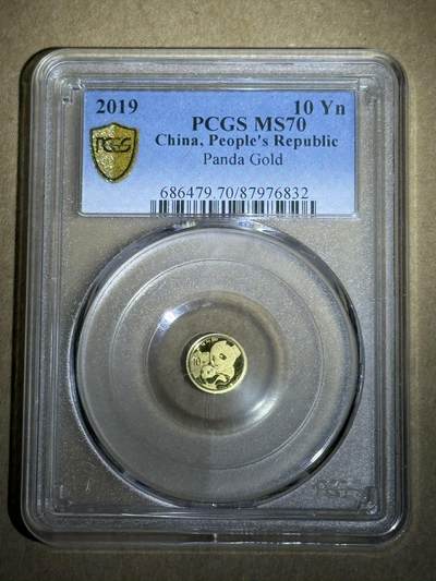 【礼羽收藏】🌏世界钱币拍卖129期 - 2019年熊猫金币1克PCGS MS70分原装评级盒