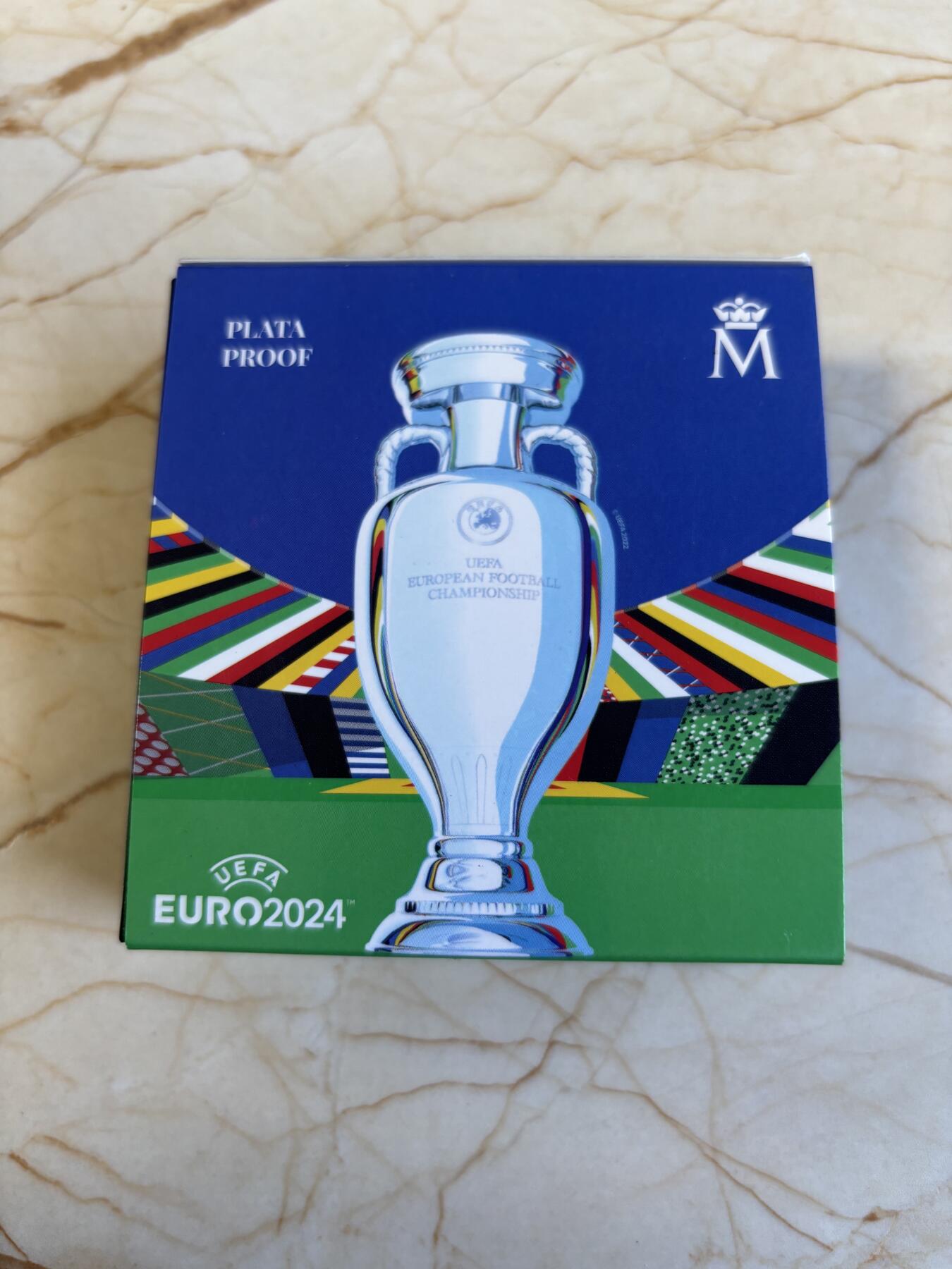 第194期拍卖 土西班牙2024年欧洲杯足球赛10欧彩色纪念银币，925银，27克，发行6000枚