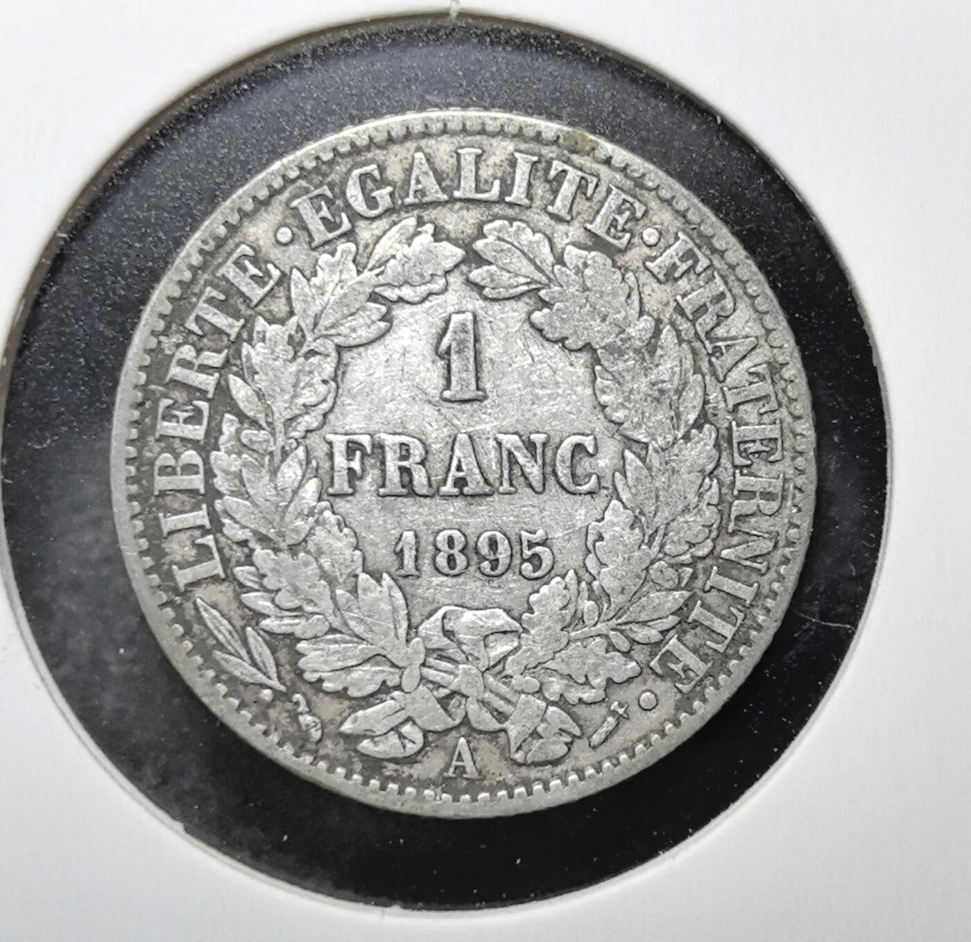 外国优质老铜币银币苏联纪念章，每周六晚九点倒数截拍，满百包邮可寄存，持续收拍 法国第三共和国1895年1法郎银币，由欧仁・乌迪内设计，正面为谷物女神，背面刻有共和国格言，是当时法国小额交易的核心流通币。
