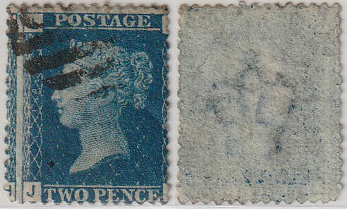 洪涛臻品批发群 精选邮票限时拍卖第1289期  蓝便士 世界第一套邮票的最高值 齿孔严重左移如入图 JI票位 黑色杀手戳 一百多年的古典邮票 保真