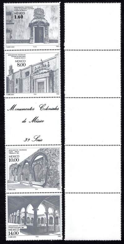 洪涛臻品批发群 精选邮票限时拍卖第1290期  - 墨西哥1982 殖民地纪念碑 联票全品【2017标价$15美元】