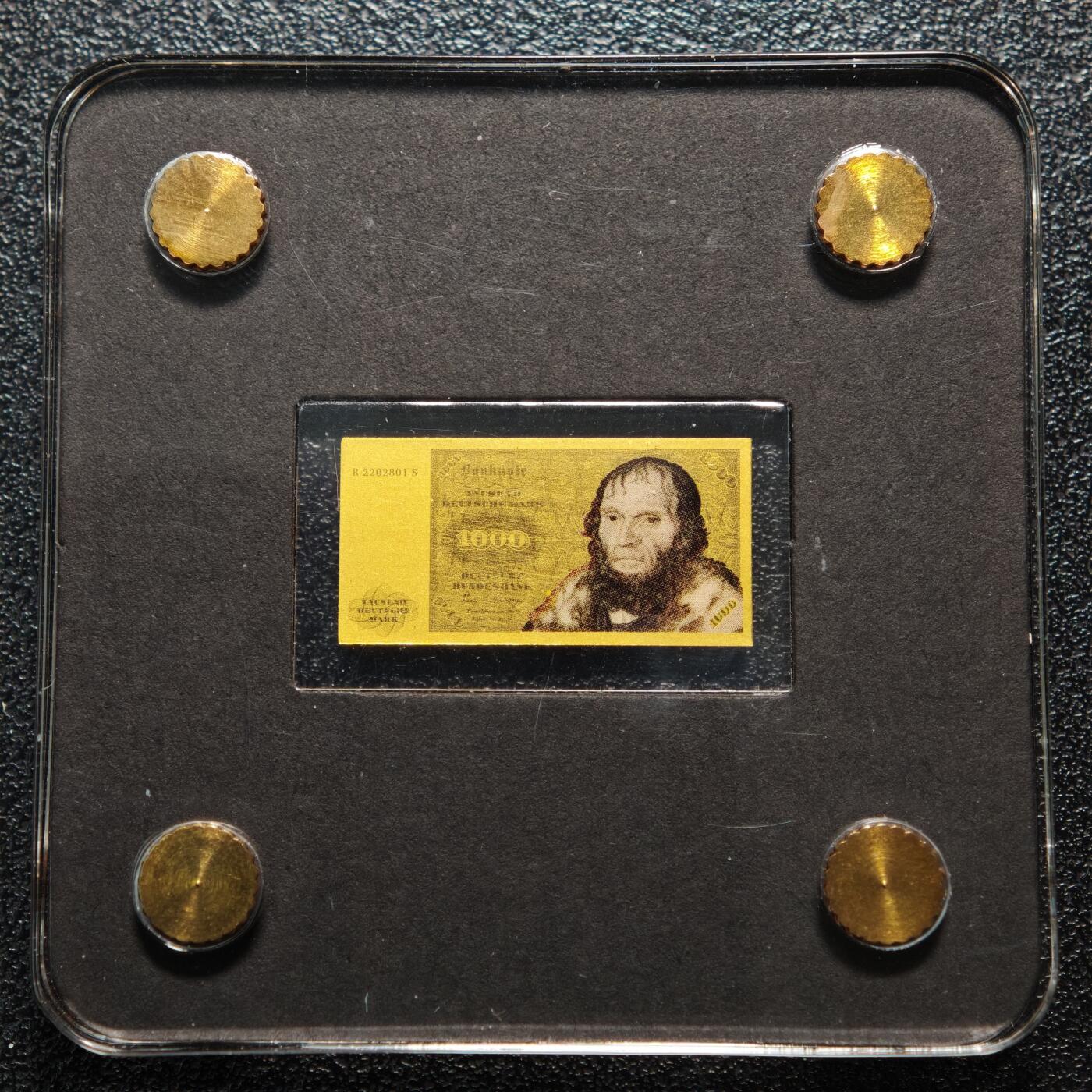 【德藏】世界币章拍卖第168期（拍品征集中~欢迎藏友联系） 1000德国马克微型金钞 1/500盎司 999金 及 乍得跳羚微型金币 1/500盎司 999金