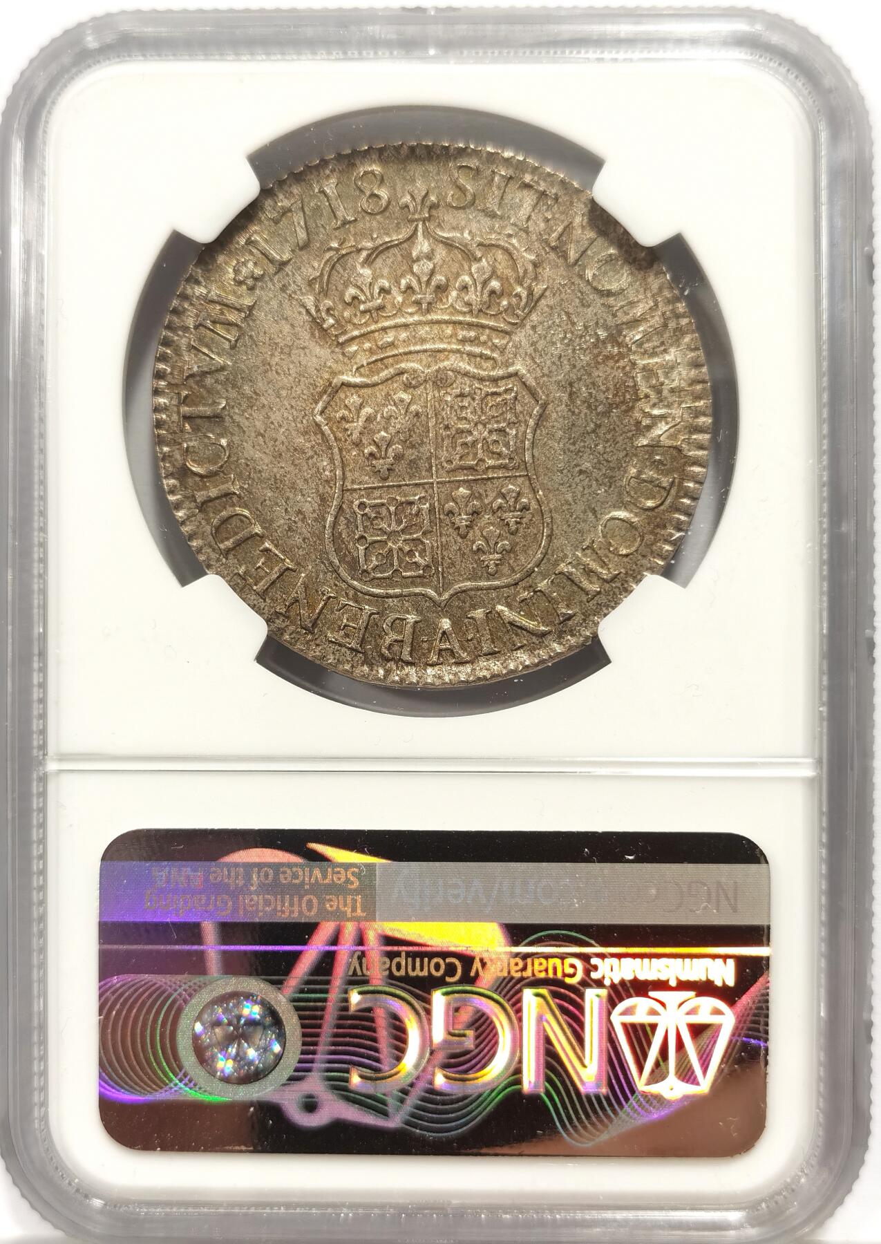 博洋堂世界钱币拍卖第165期（全场包邮） NGC AUD 法国1718年路易十五幼年时期1埃居银币