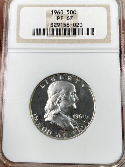 万国钱币拍卖第063期 - NGC PF67 1960年美国富兰克林精制50美分银币 高分镜面