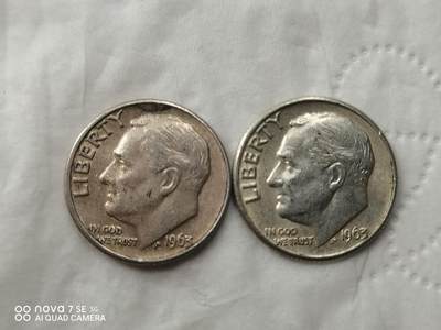 银币 - 1963年美国10分银币（2枚）