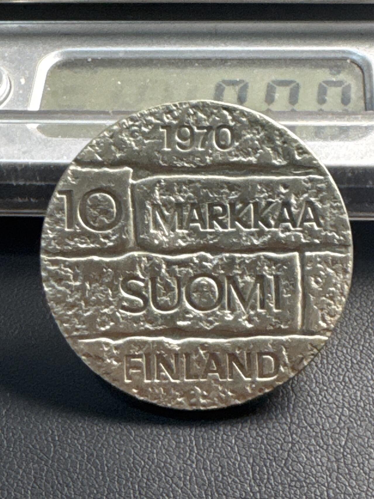 ❤️【币观天下】❤️ 第345期钱币拍卖场- 2026.3.20周五晚上6点半场 长期征集拍品  1970年芬兰10马克银币，总统帕西基维诞辰100周年纪念，22.75克500银