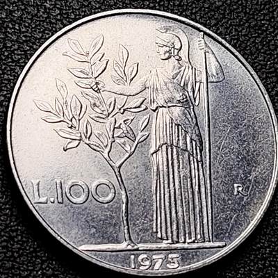 泉币菌-第213场-拍品多 请提前出价（工作最近较忙 发货不及时，望理解） - 意大利早期100里拉 月亮和记忆女神密涅瓦 不锈钢币 27.8mm